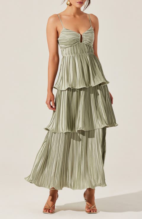 Lupin Plissé Sleeveles Tiered Maxi Dress