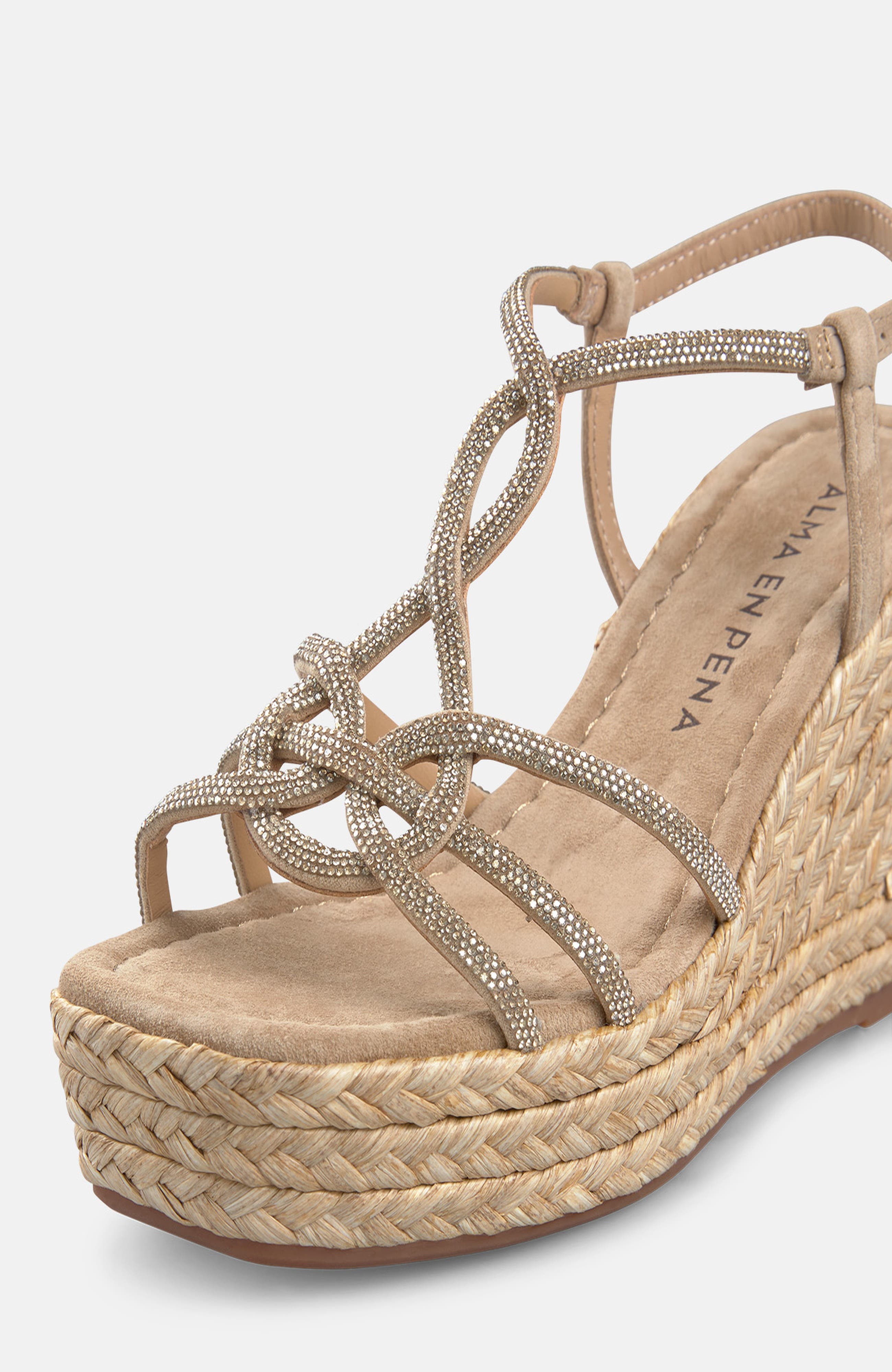 Alma en Pena Wedge Interlaced Strips, Alternate, color, Beige