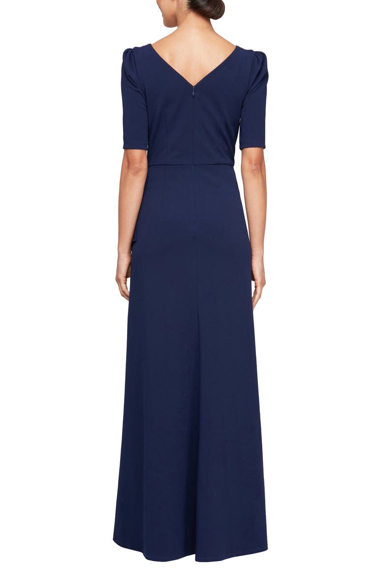 Embellished Neck Ruffle Gown, Alternate, color, NAVY