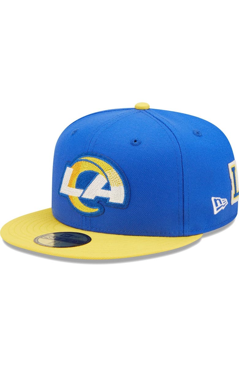 New Era Men's New Era Royal/Gold Los Angeles Rams Super Bowl LVI Letterman 59FIFTY Fitted Hat, Alternate, color,