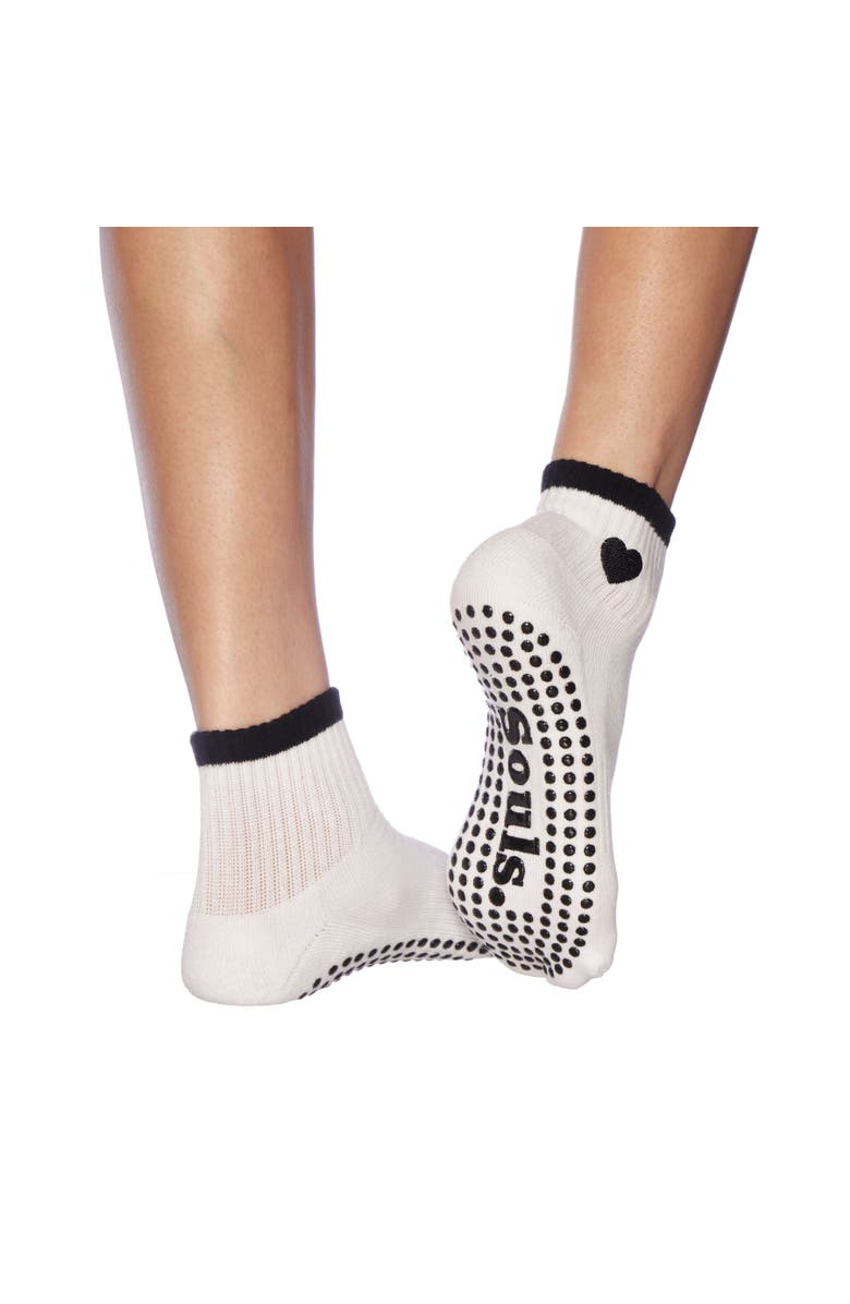 Souls. Black Heart Ankle Grip Socks, Alternate, color, White