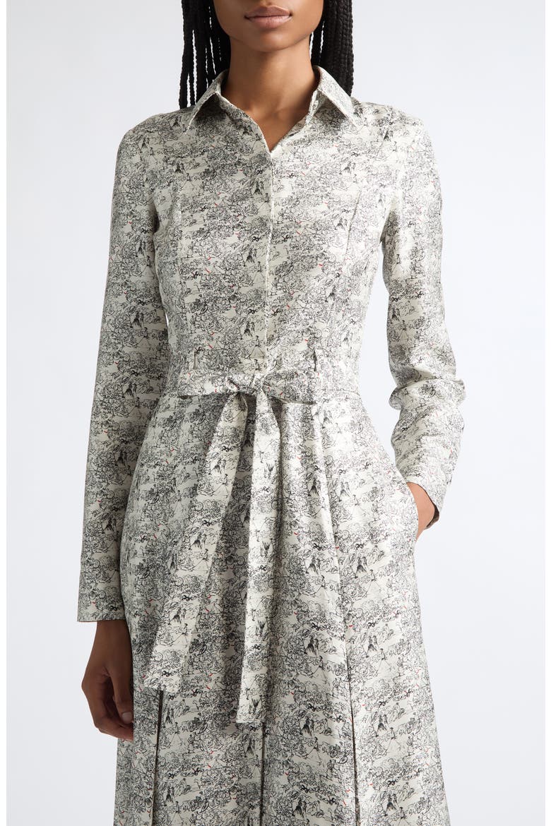 Galway Long Sleeve Silk Shirtdress, Alternate, color, IVORY MULTI