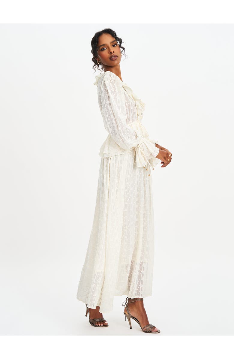 Miss Circle Safiya Jacquard Chiffon Long Sleeve Maxi Dress, Alternate, color, Off White