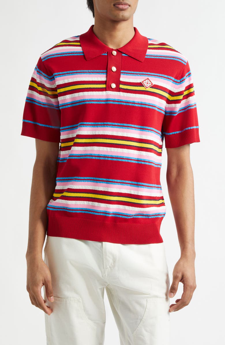 Casablanca Oversize Stripe Polo, Main, color, Multi Dark Red