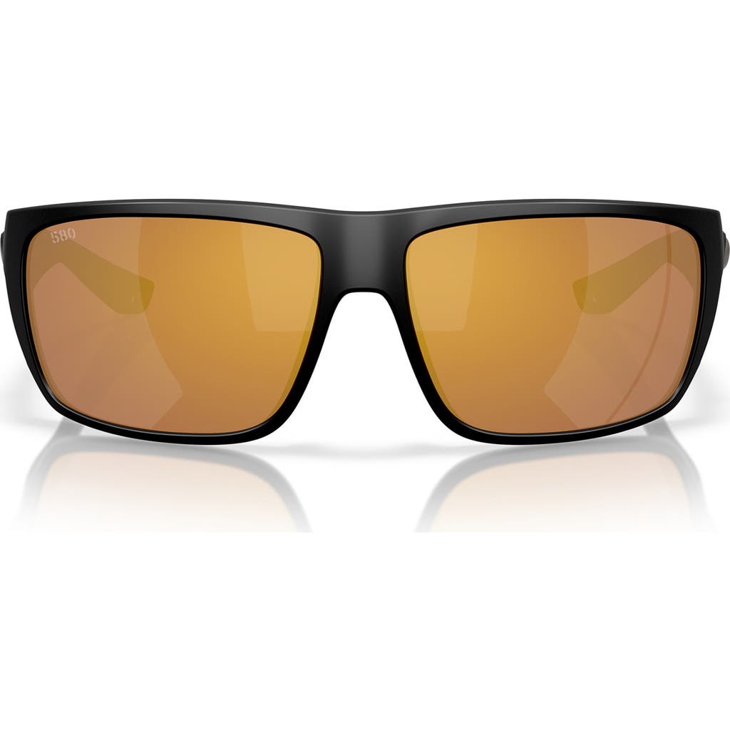 Costa Del Mar 59mm Polarized Square Sunglasses In Matte Black/gold Mirror 580g