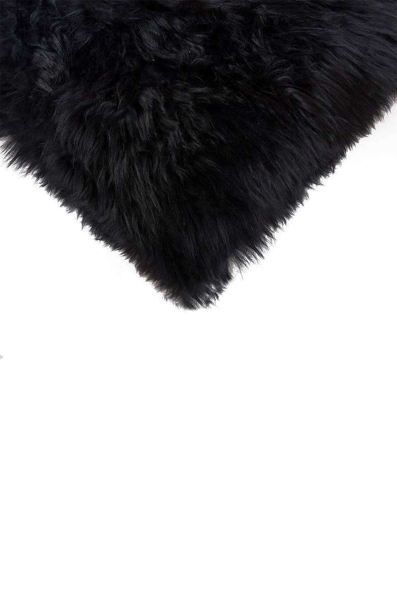New Zealand Genuine Sheepskin Shearling Pillow - Set of 2, Alternate, color, BLACK