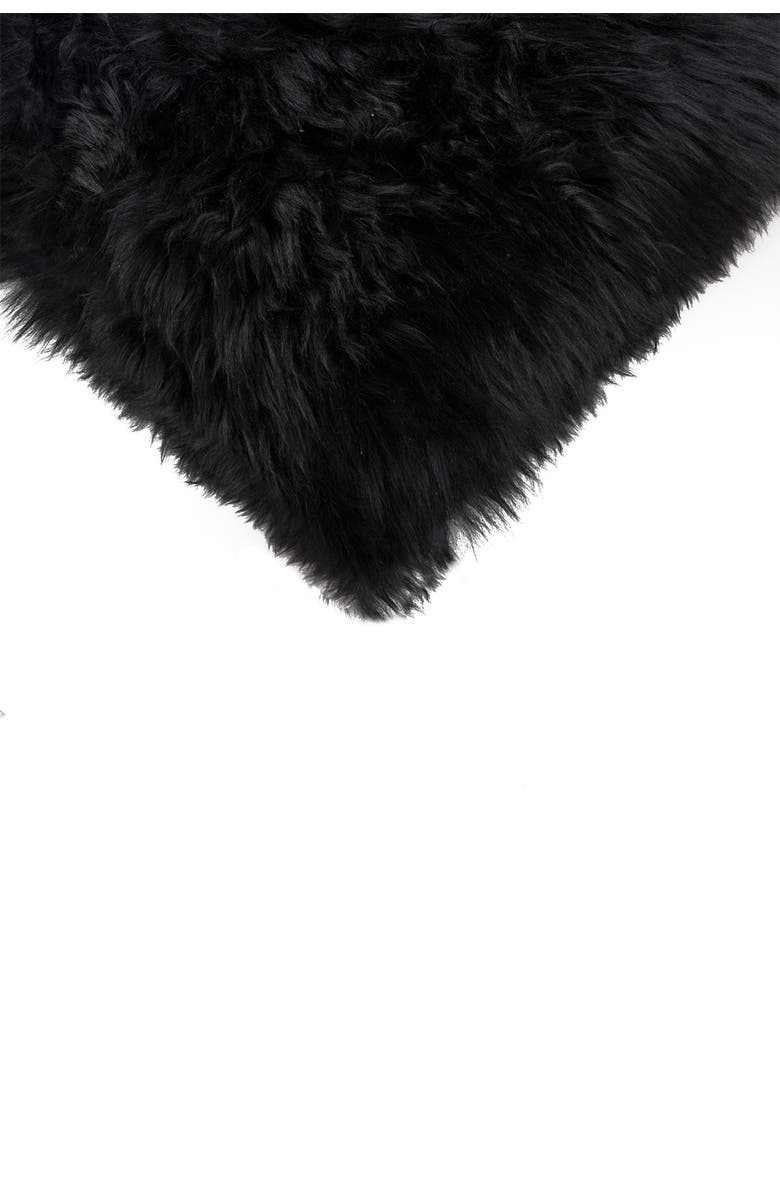 NATURAL New Zealand Genuine Sheepskin Shearling Pillow - Set of 2, Alternate, color, Black