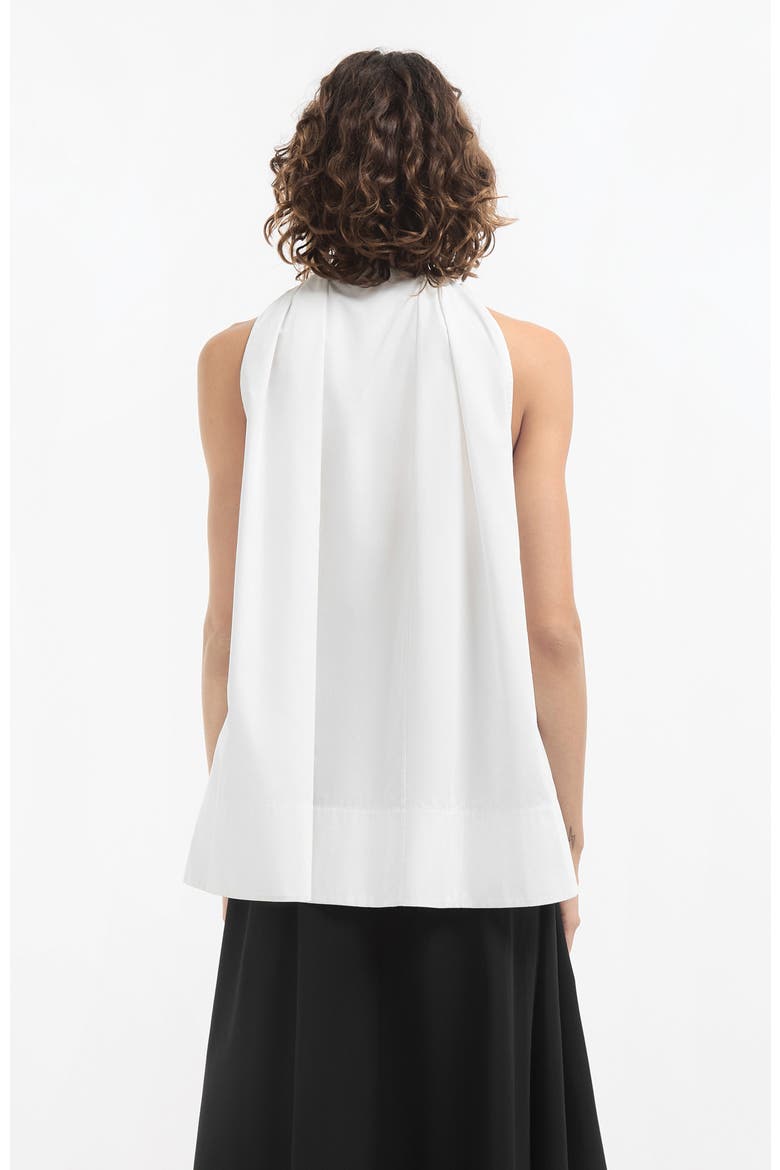 Gathered Tunic Shirt in Cotton Sateen, Alternate, color, White