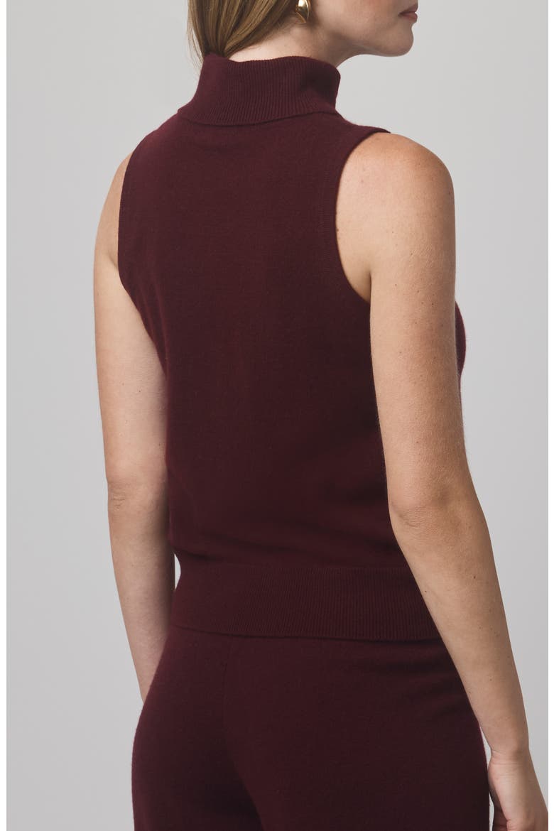 Tori Sleeveless Turtleneck Cashmere Sweater, Alternate, color, ROSEWOOD