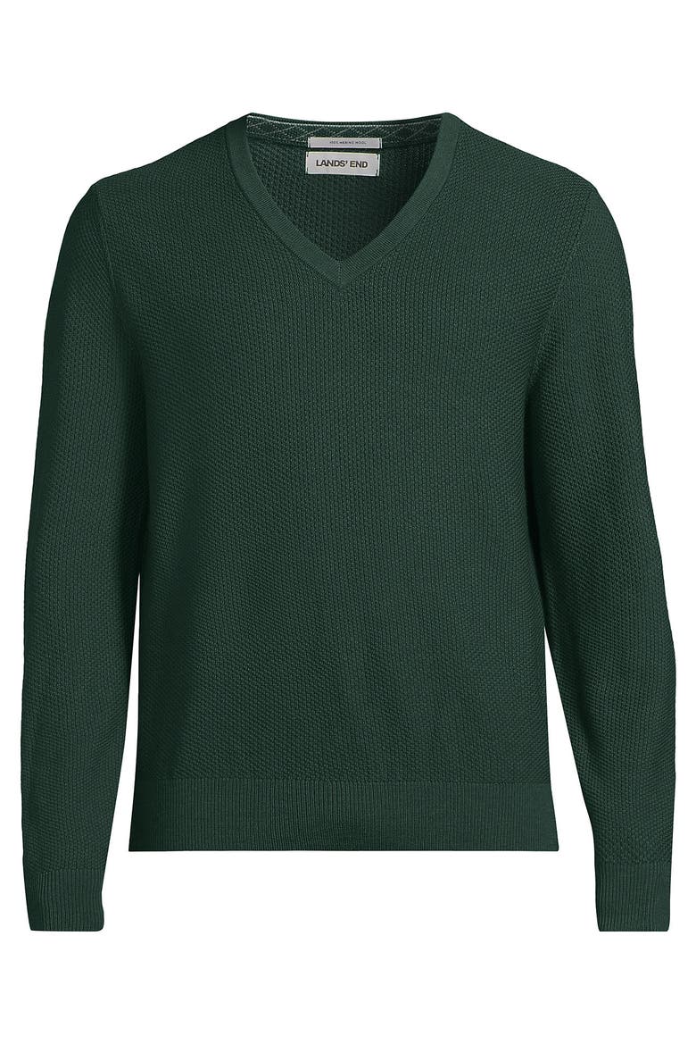 Long Sleeve Washable Merino Wool V Neck Sweater, Alternate, color, Dark Evergreen