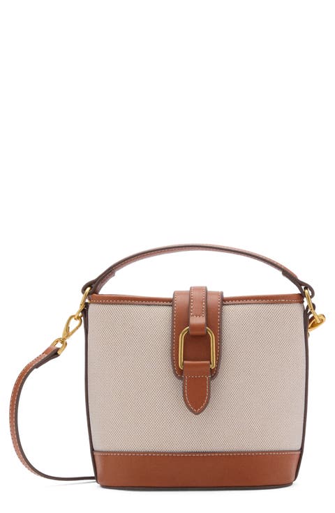 Canvas & Faux Leather Bucket Bag