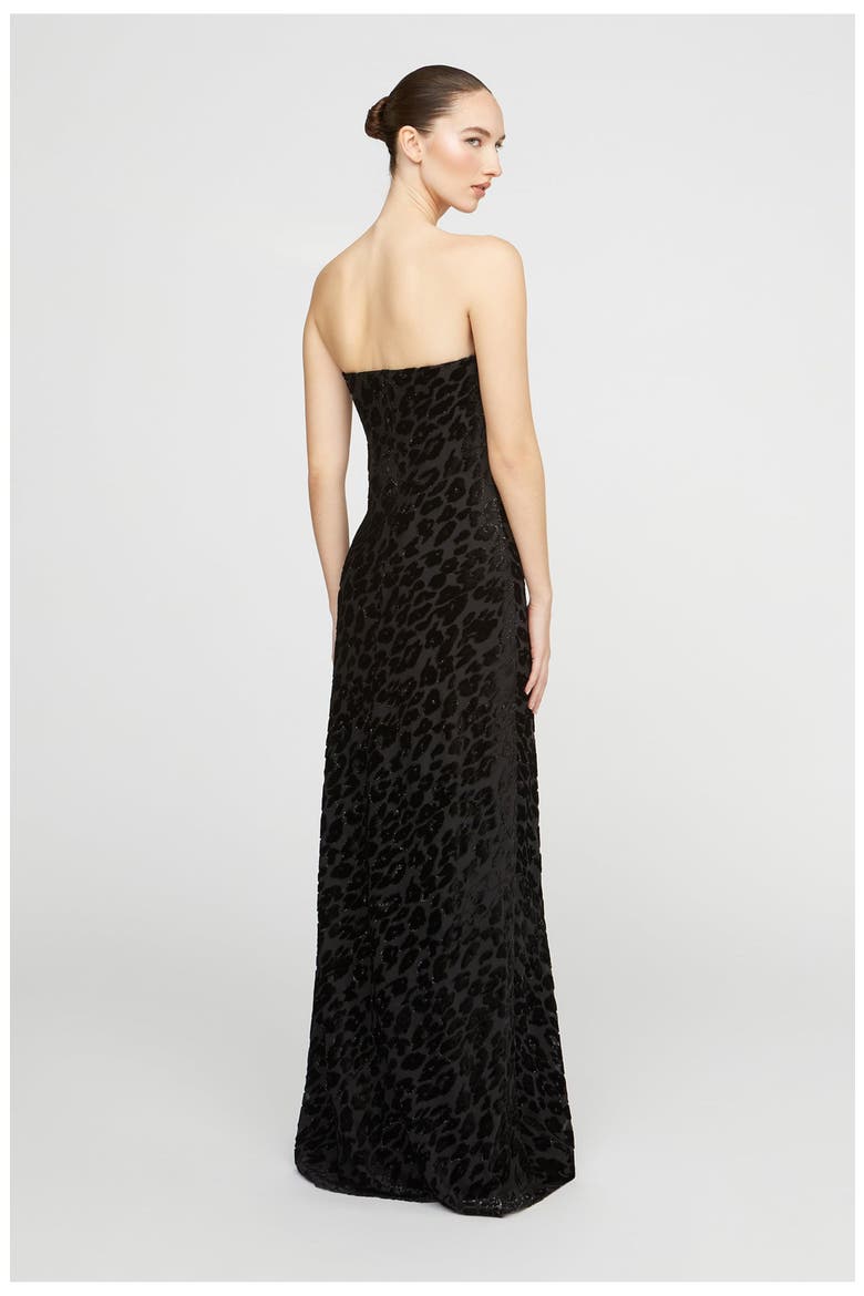 Rosalie Chiffon Devoré Gown, Alternate, color, Black