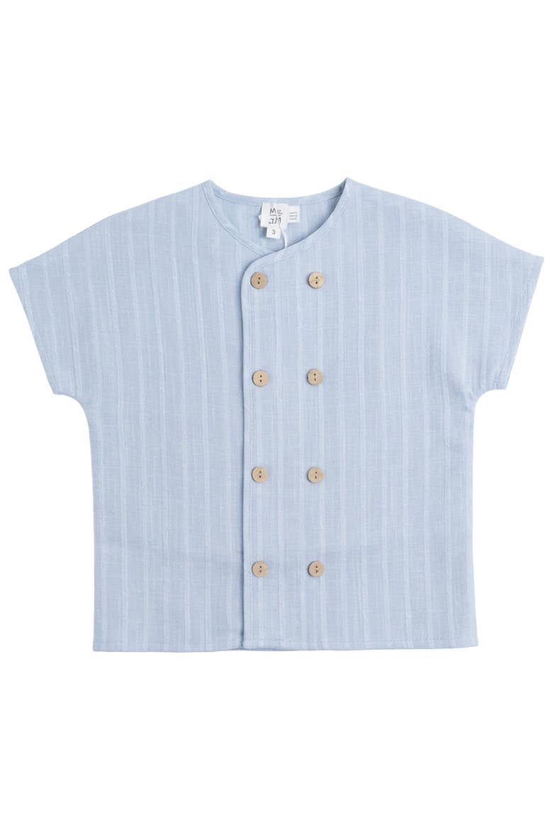 Textured Double Breasted Button Down Shirt, Main, color, Blue