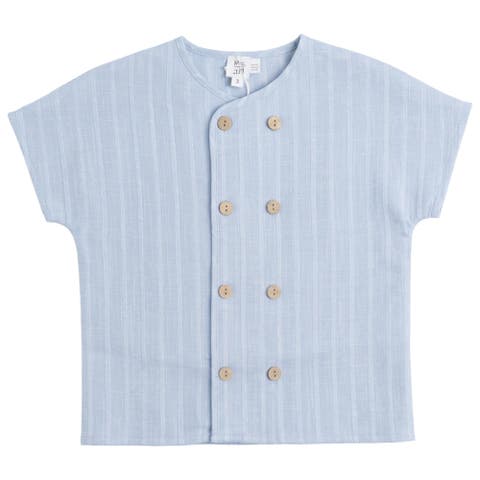 Textured Double Breasted Button Down Shirt (Toddler, Little Kid & Big Kid)