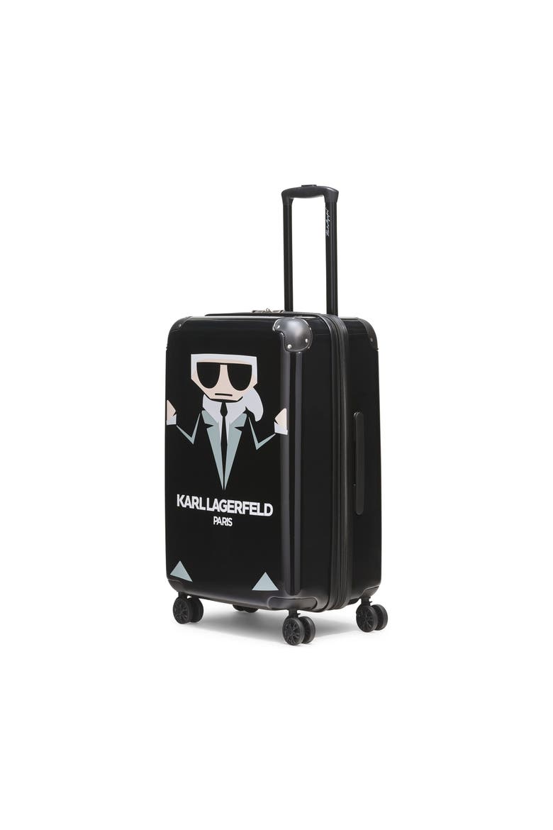 Karl in A Box Upright Suitcase, Alternate, color, Black