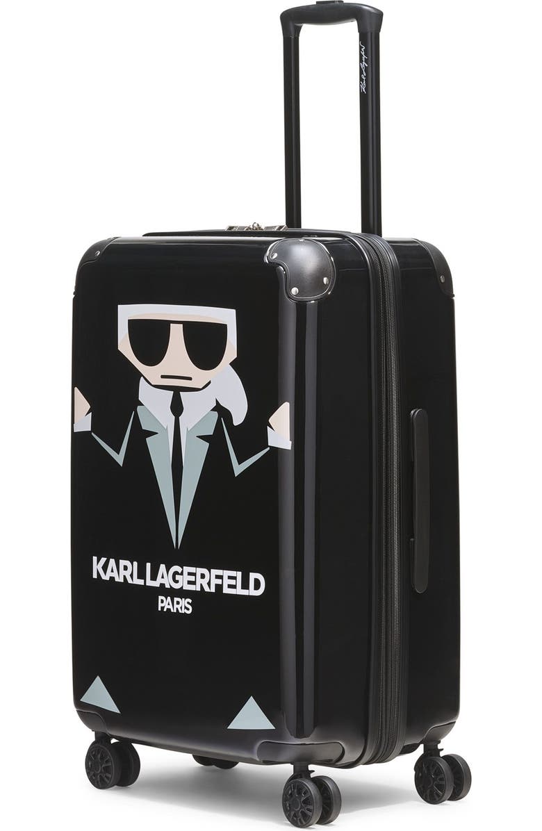 KARL LAGERFELD Karl in A Box Upright Suitcase, Alternate, color, Black
