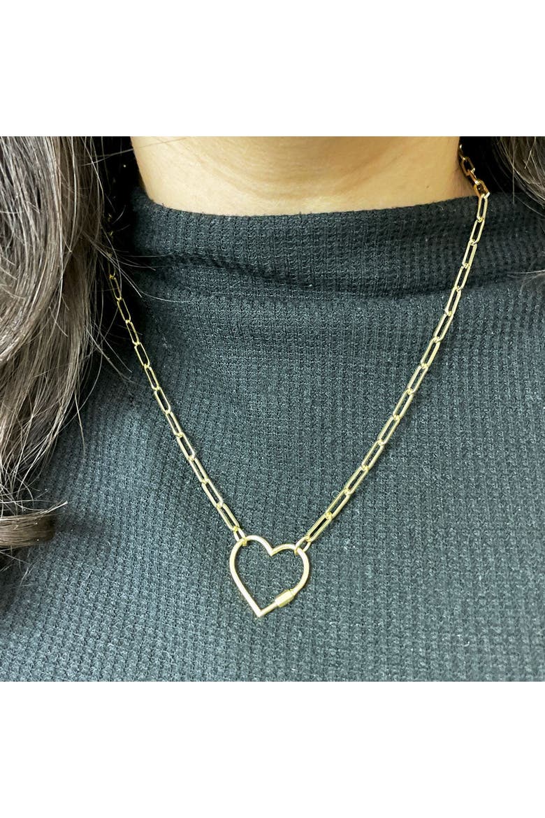 Carabiner Heart Charm Holder Necklace, Alternate, color, Yellow Gold