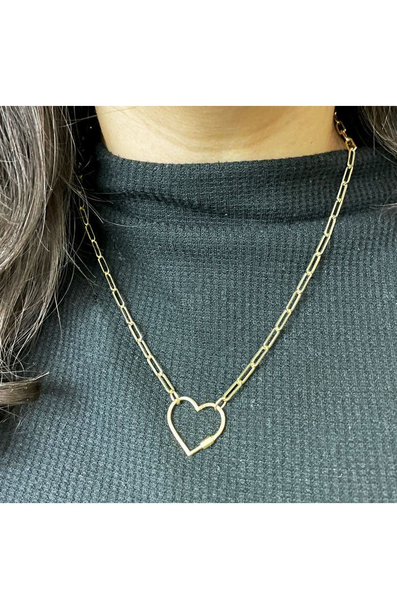 The Lovery Fine Jewelry Carabiner Heart Charm Holder Necklace, Alternate, color, Yellow Gold