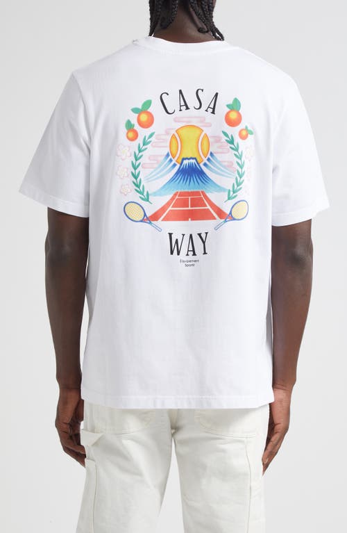 Casablanca T-shirt Girocollo Con Logo Sul Fronte In Cotone Bianca Uomo In White