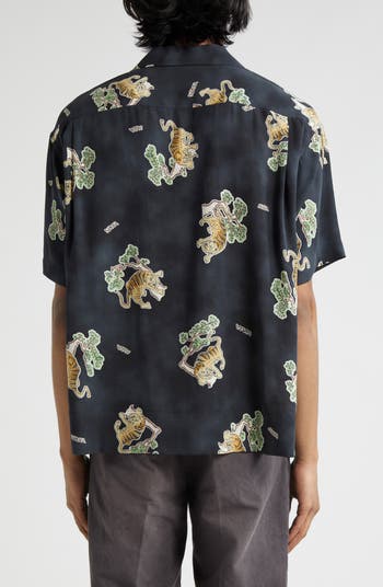VISVIM Copa Tora Tiger Print Silk Camp Shirt | Nordstrom
