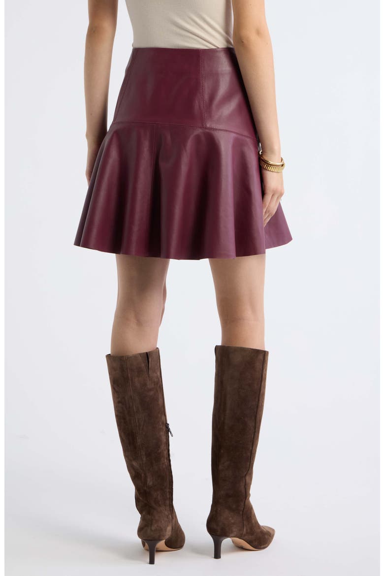 Leather Circle Miniskirt, Alternate, color, BURGUNDY BANNER