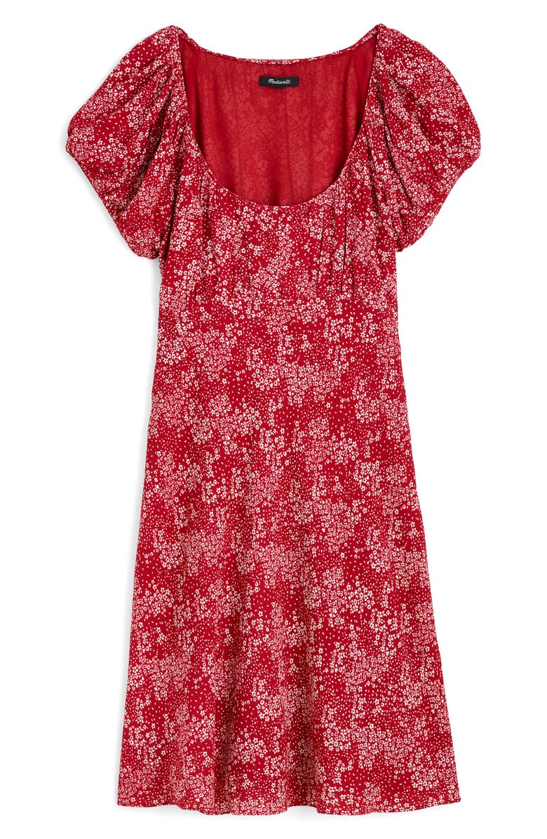 Madewell Floral Ruched Scoop Neck Minidress, Alternate, color, Harper Floral Red White