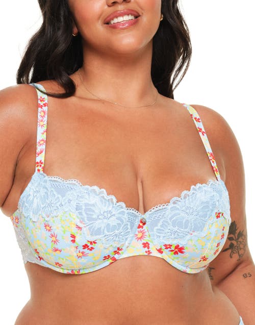 Adore Me Mathilda Contour Balconette Bra in Ditsy Blue at Nordstrom, Size 46Dd