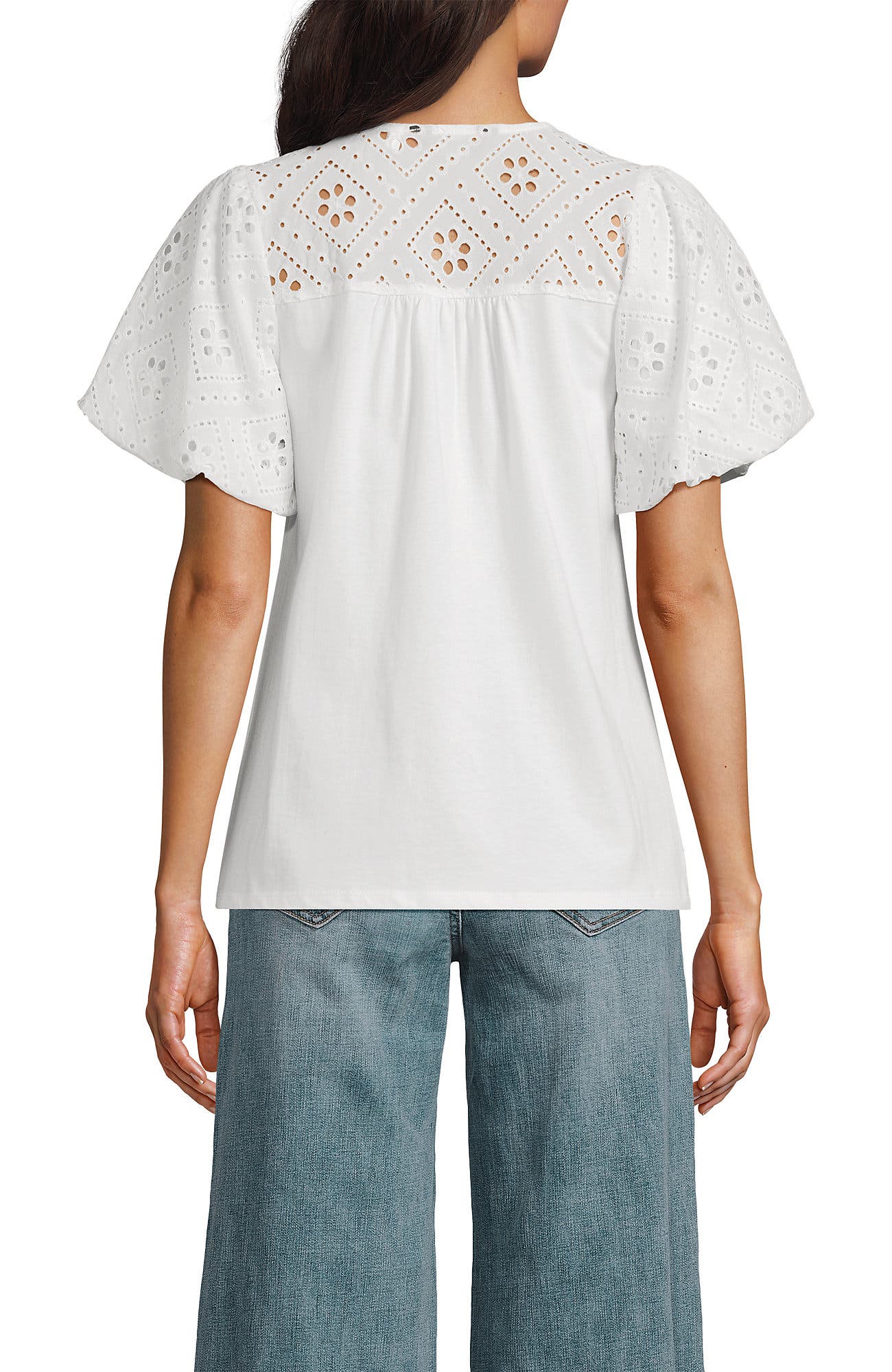 Eyelet Crew Puff Sleeve Top - image 2