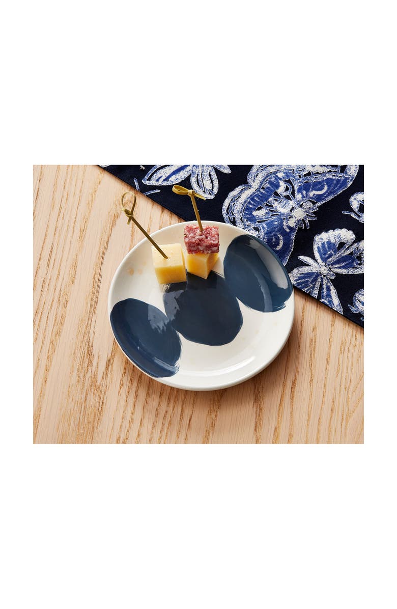 tag Brushstroke Blue Multi Ceramic Appetizer Plates Set, Alternate, color, Blue