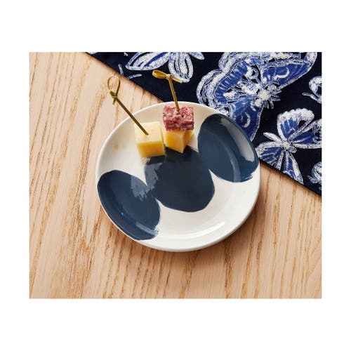 Tag Brushstroke Blue Multi Ceramic Appetizer Plates Set In Blue