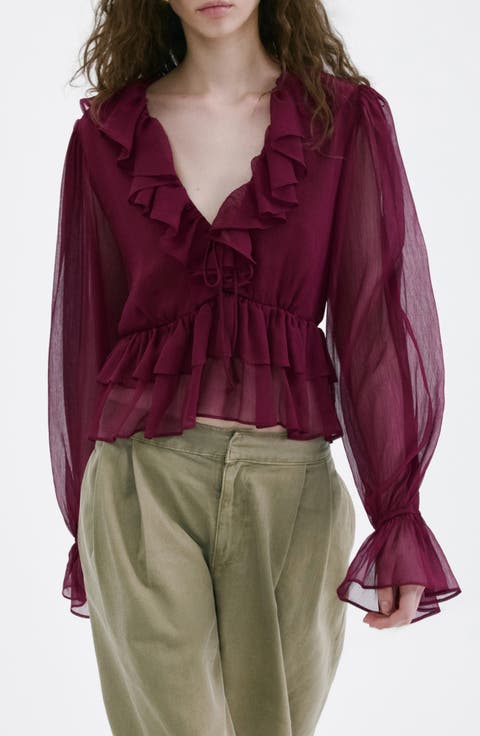 Sheer Ruffle Shirt