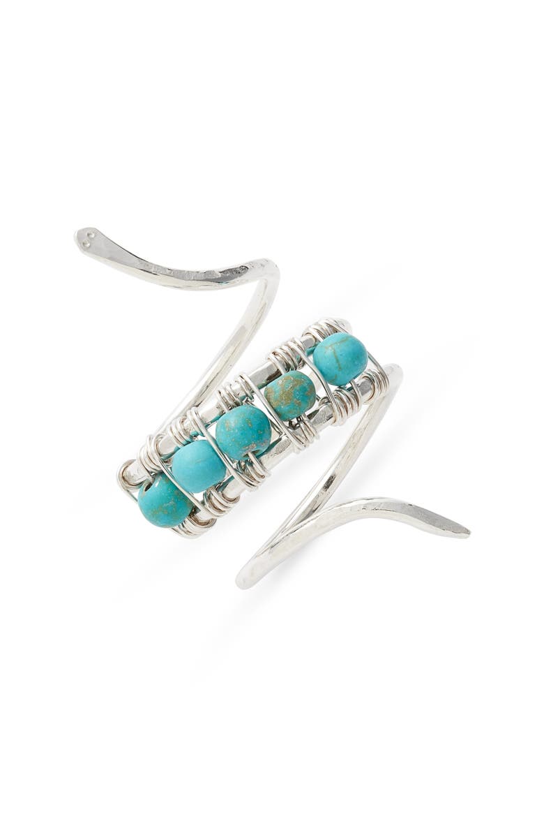 Beaded Snake Ring, Main, color, TURQUOISE/ STERLING SILVER