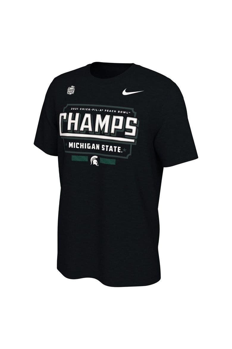 Men's Nike Black Michigan State Spartans 2021 Peach Bowl Champions Locker Room T-Shirt, Alternate, color, Black