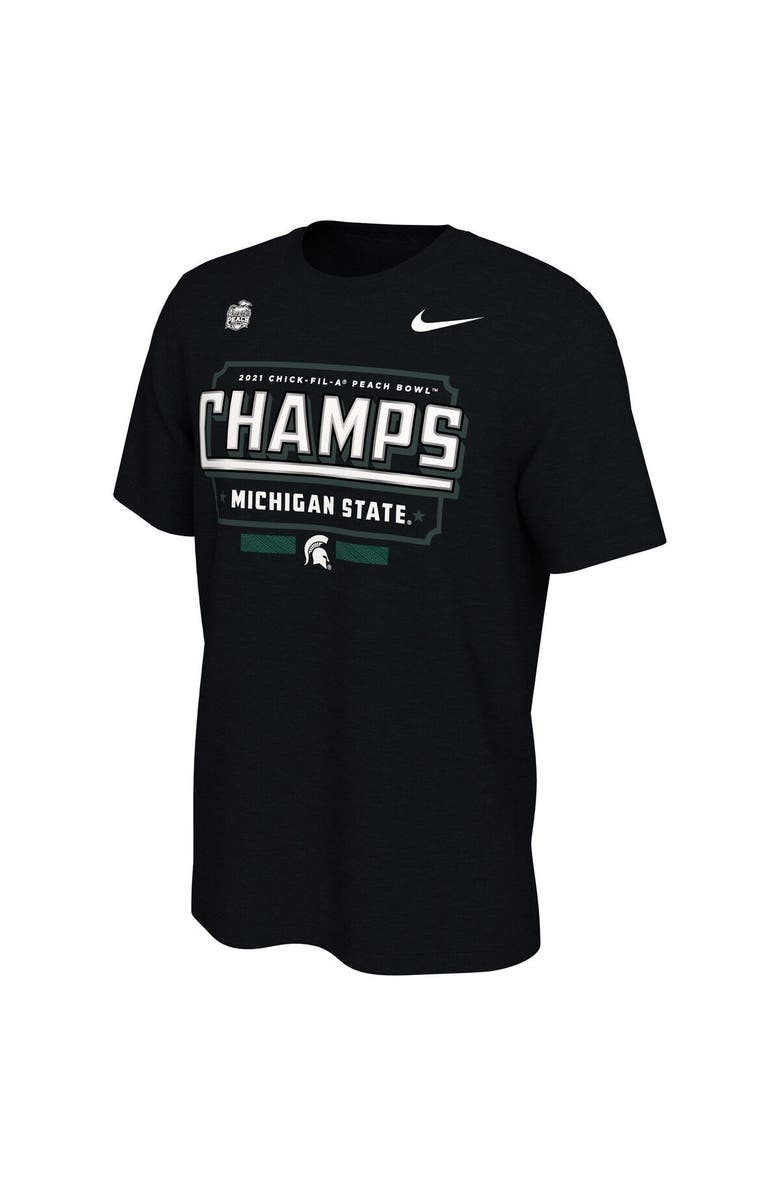 Nike Men's Nike Black Michigan State Spartans 2021 Peach Bowl Champions Locker Room T-Shirt, Alternate, color,