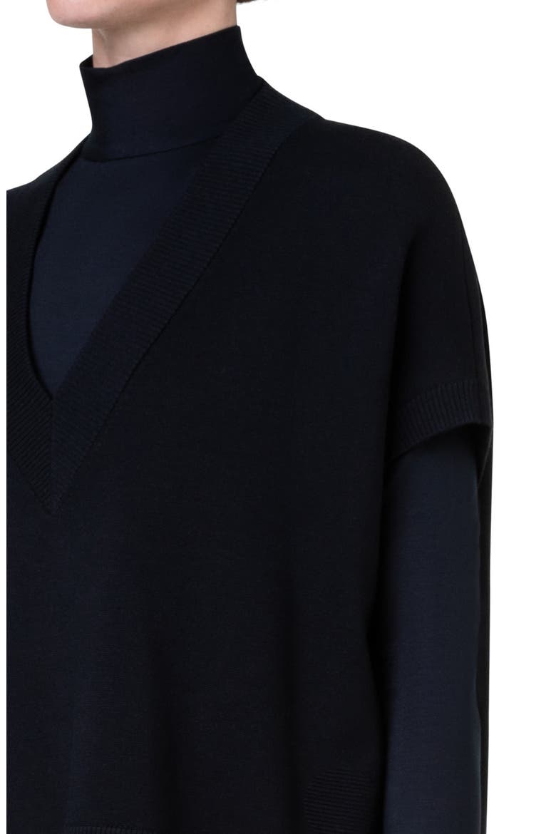 Oversize Short Sleeve V-Neck Wool Sweater, Alternate, color, 009 BLACK