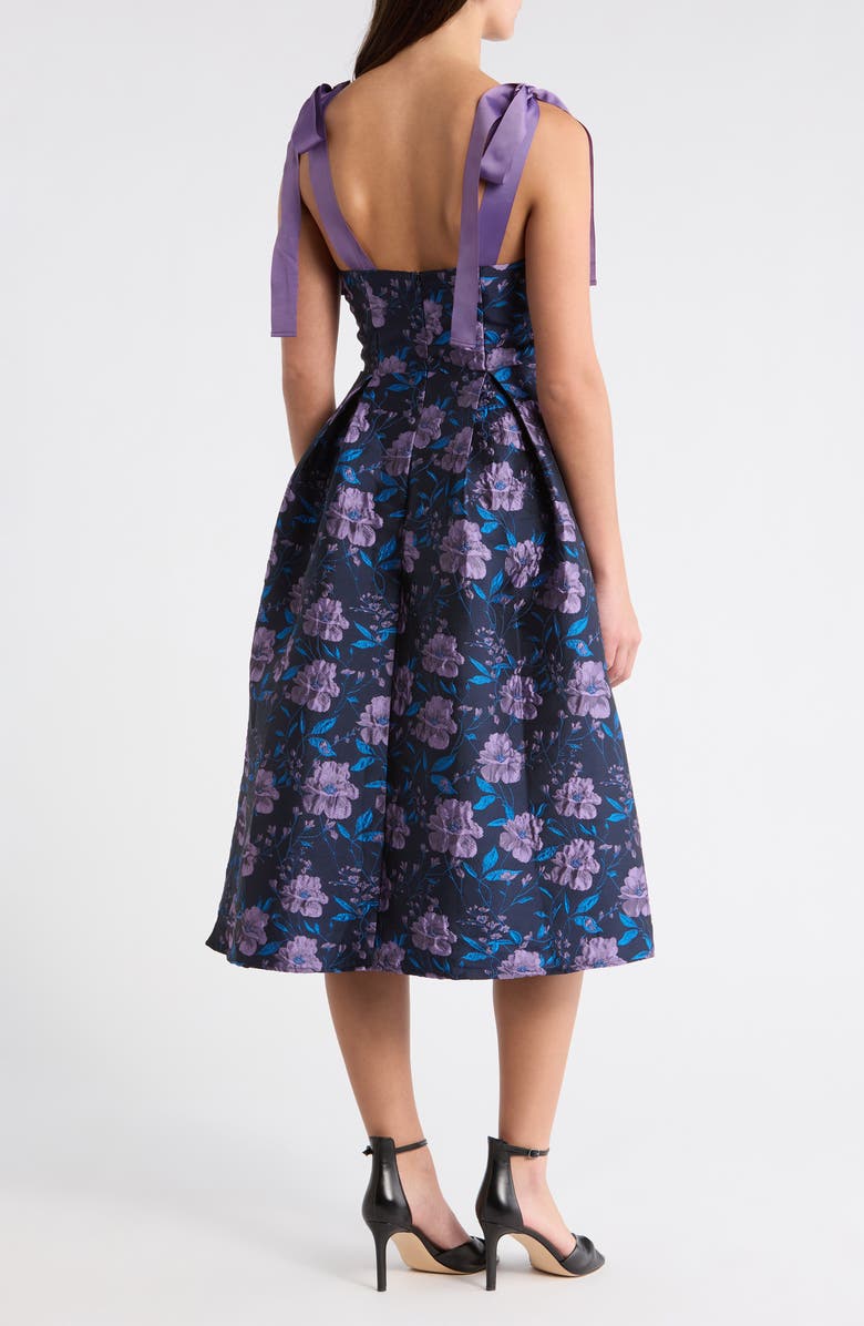 SUGARLIPS Willa Floral Dina Pleated Midi Dress, Alternate, color, Navy-Multi