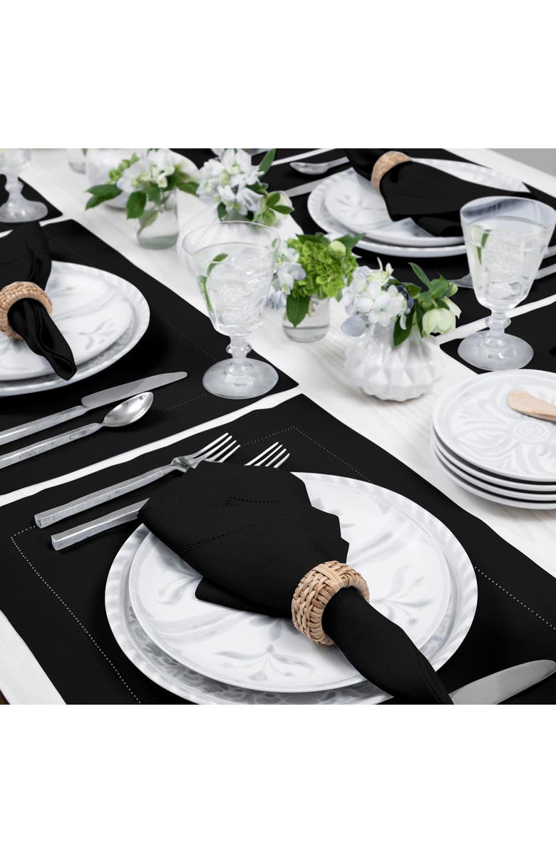 Solino Home Linen Placemats - Classic Hemstitch, Alternate, color, Black