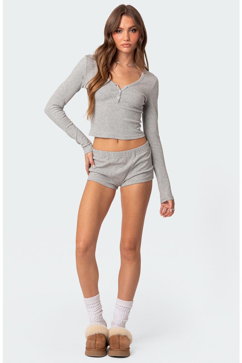 Rebekah Rib Crop Long Sleeve Top, Alternate, color, GRAY MELANGE