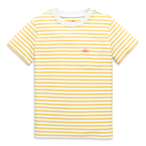 Primary Kids Embroidered Pocket Tee In Stripe In Sunlight White Stripe