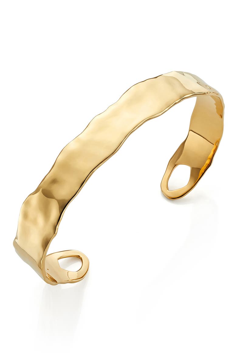 Siren Muse Thin Cuff, Main, color, YELLOW GOLD
