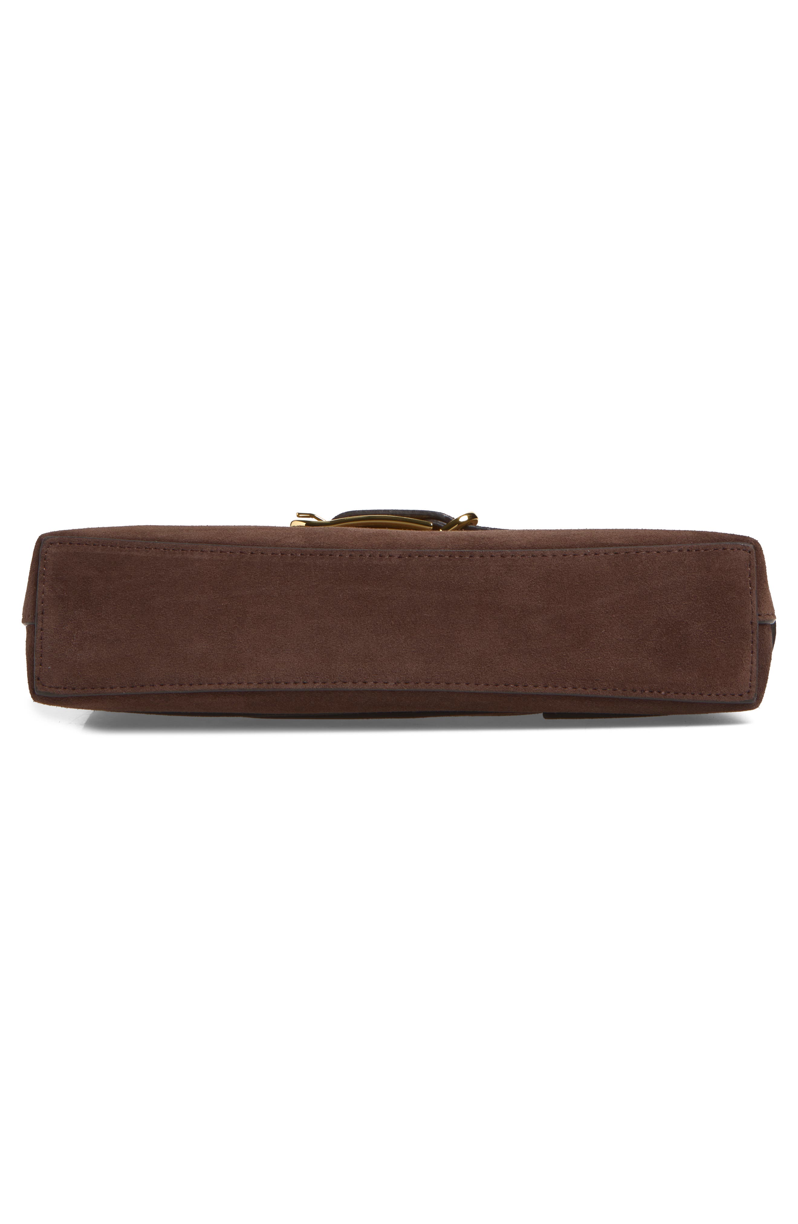 Belted Suede Shoulder Bag, Alternate, color, DARK BROWN