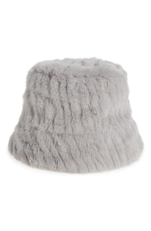 La Fiorentina Faux Fur Bucket Hat in Light Grey 