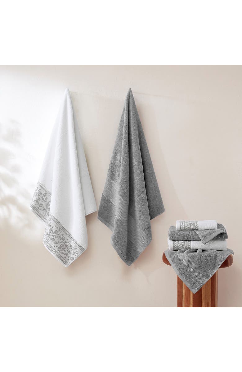 Modern Threads Jacquard 6-Piece Towel Set, Alternate, color, Medium Gray