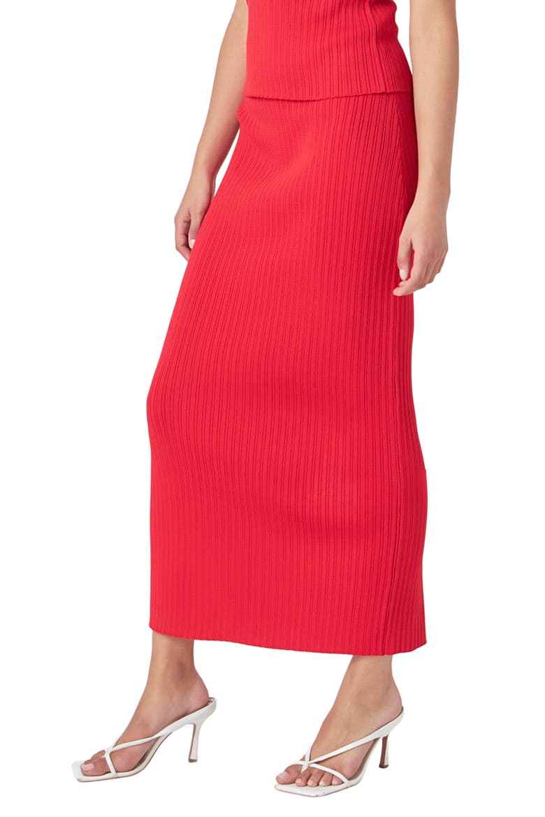 Rib Maxi Skirt, Alternate, color, RED