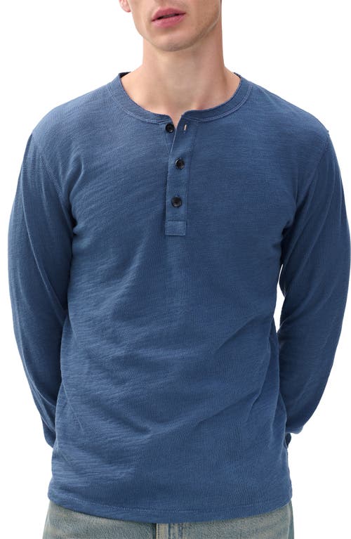 Rag & Bone Classic Flame Slub Cotton Henley In Blue