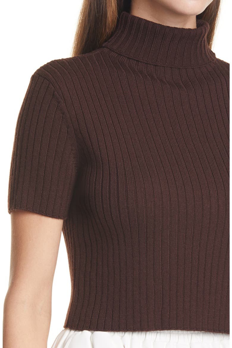 Lilou Crop Wool Blend Turtleneck Top, Alternate, color, BARK