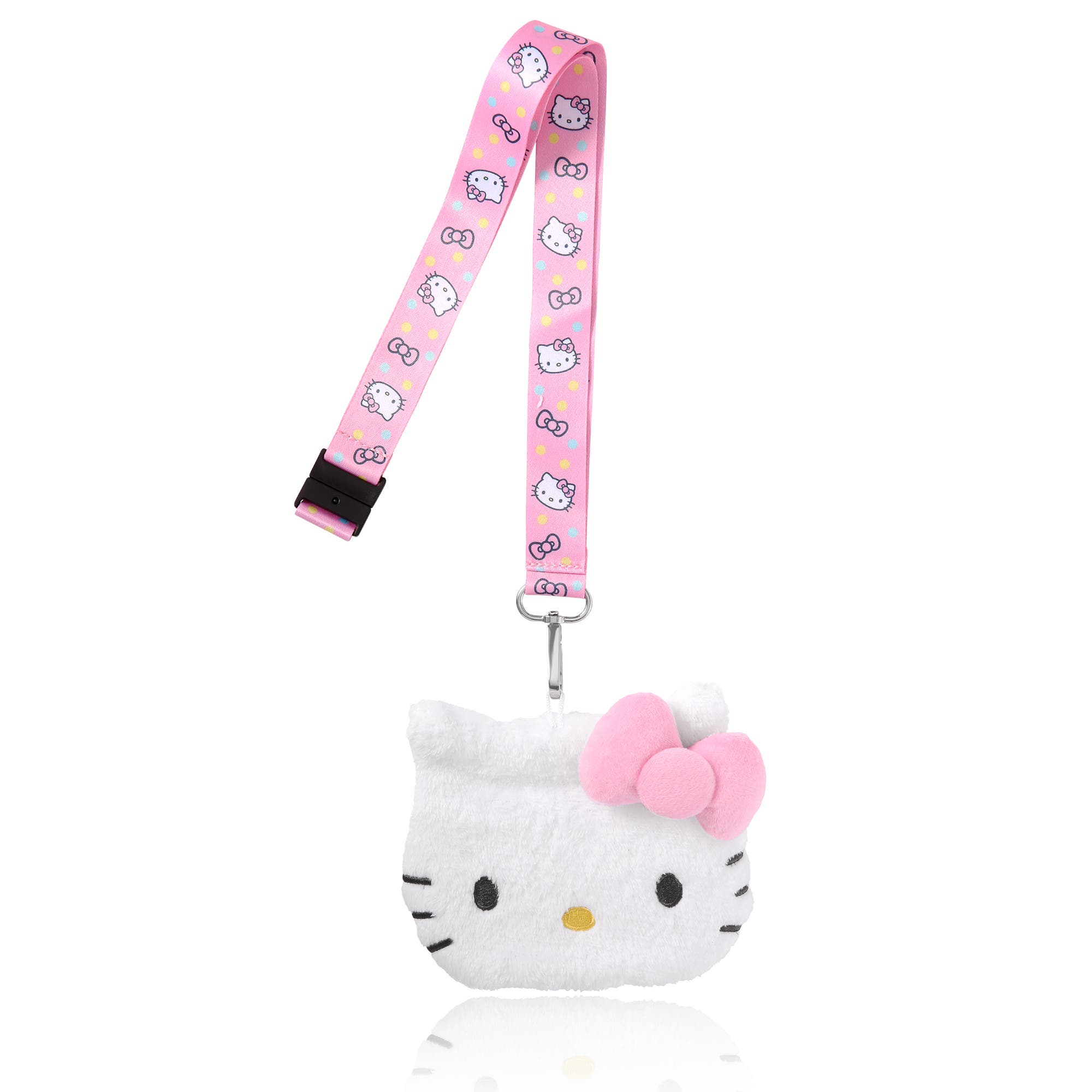 Hello Kitty Coin Purse ID Holder Travel Lanyard, Alternate, color, White, Pink