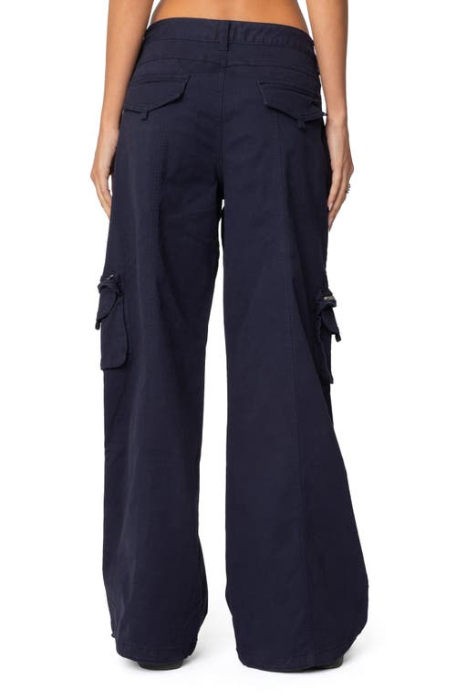 Edikted Kimmie Wide Leg Cargo Pants In Navy