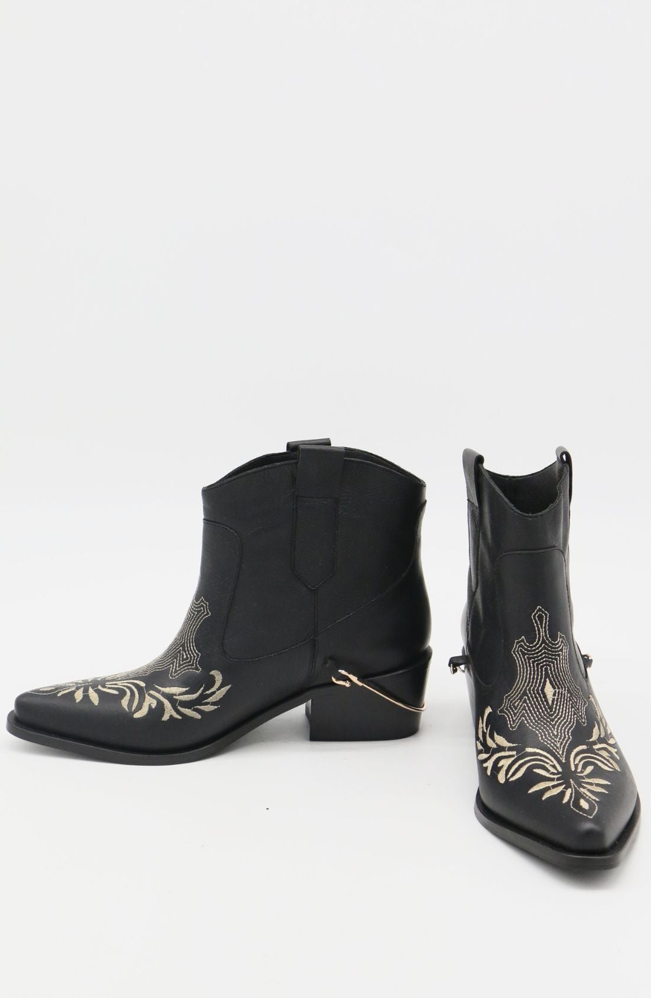 STIVALI NEW YORK Joy Western Cowboy Booties, Alternate, color, Black / Off White