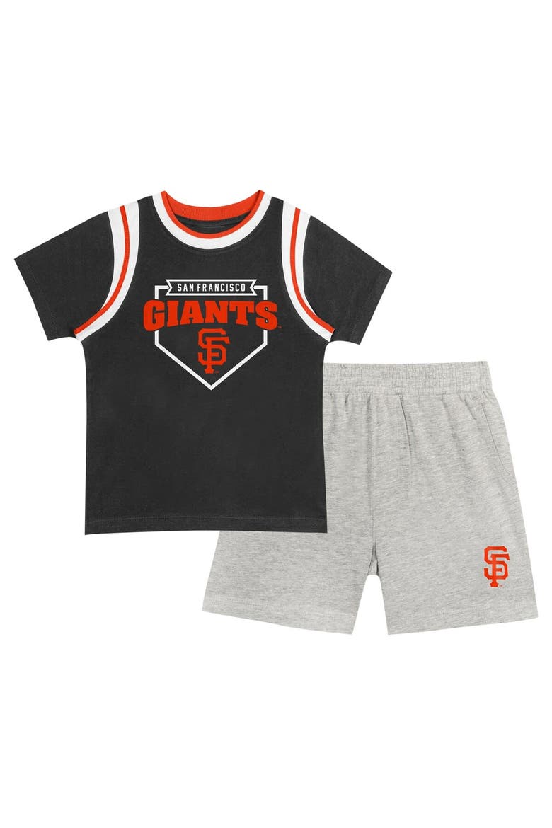 Toddler Fanatics Branded Black/Gray San Francisco Giants Bases Loaded T-Shirt & Shorts Set, Main, color, Black